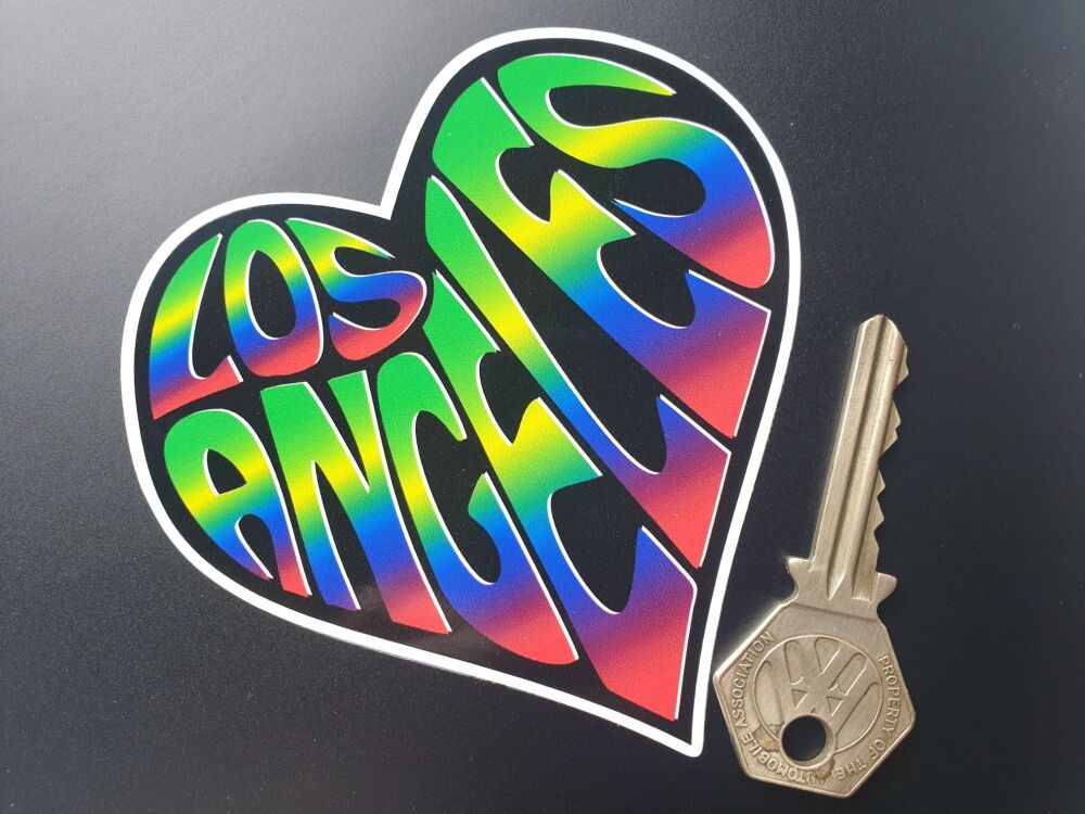 LOS ANGELES Vintage Style Psychedelic Heart Sticker. 4".