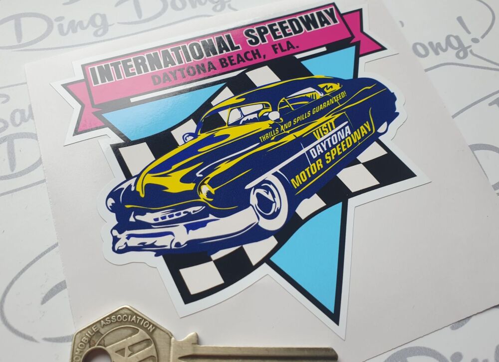 DAYTONA Fla. INTERNATIONAL SPEEDWAY Vintage Style  Sticker. 4".