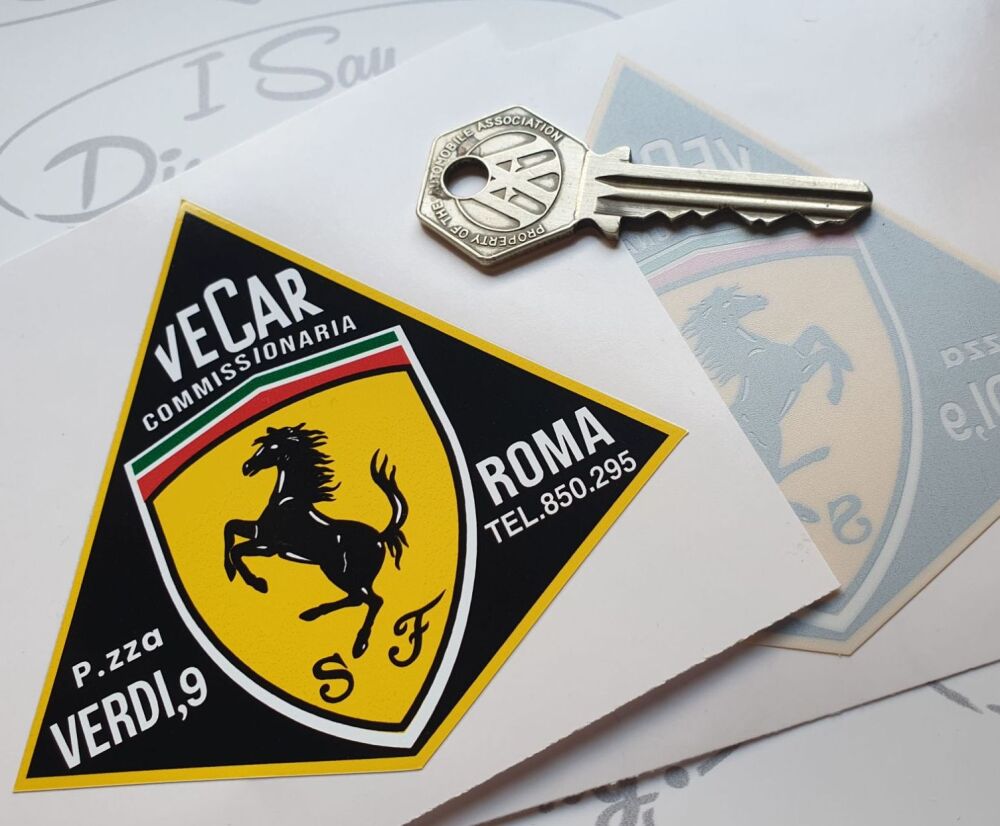 VECAR Roma Italia Ferrari Dealer Body or  Window Sticker. 95mm