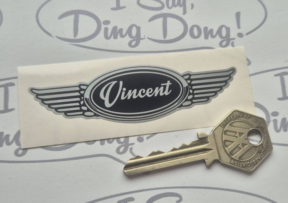 Vincent Winged Helmet Sticker. 3.5".