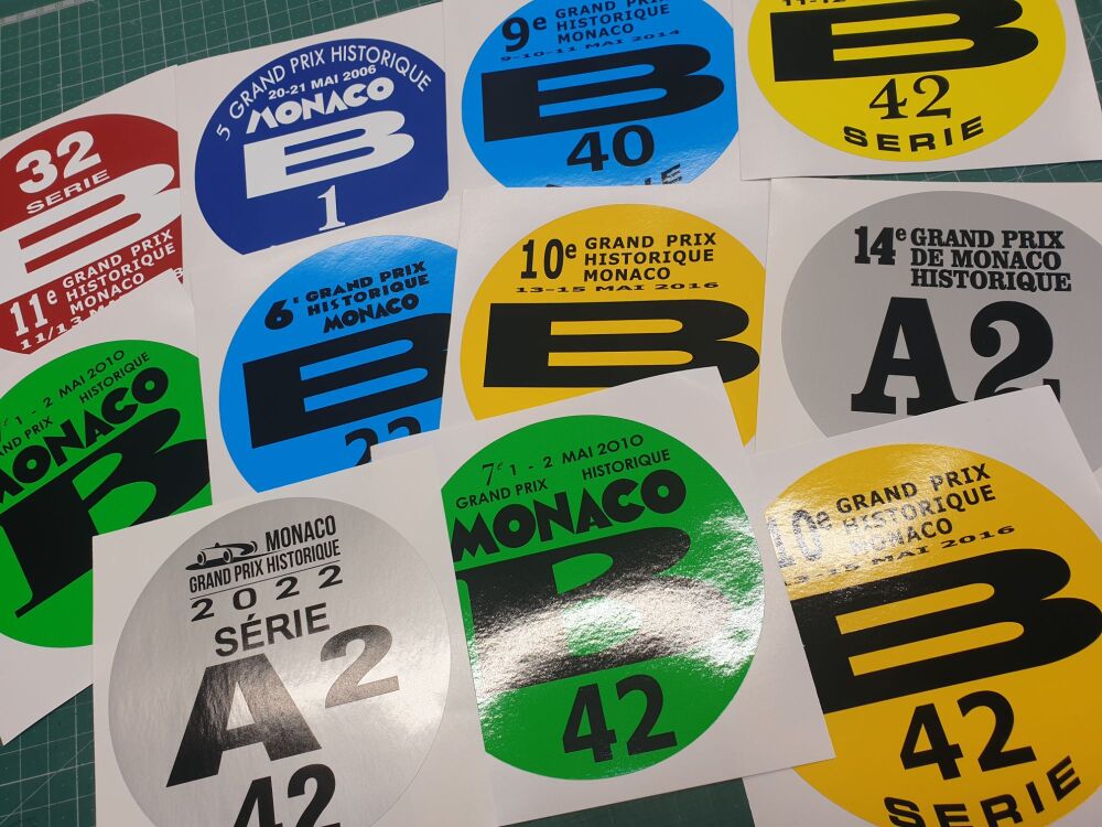 Monaco Grand Prix Historique Plateau  Classification Stickers - Made to order with your original replicated.