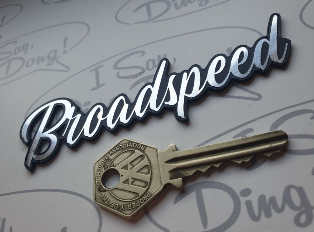 Broadspeed England Style Self-Adhesive Badge. 115mm. Mini Cooper Ford Anglia Escort etc.