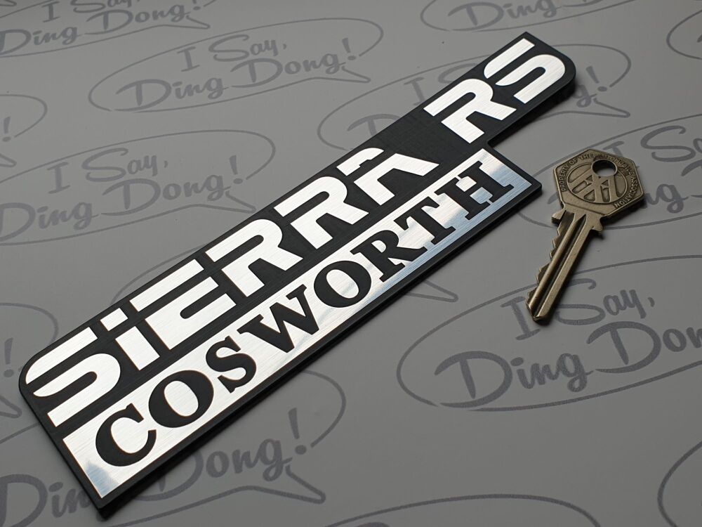Sierra RS Cosworth Text Style Laser Cut Self Adhesive Car Badge.  200mm