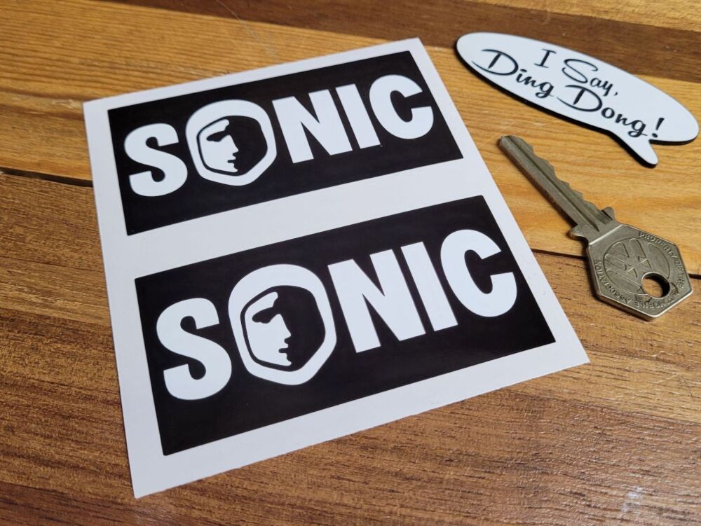 Sonic Black & White Oblong Stickers - 3.5" Pair