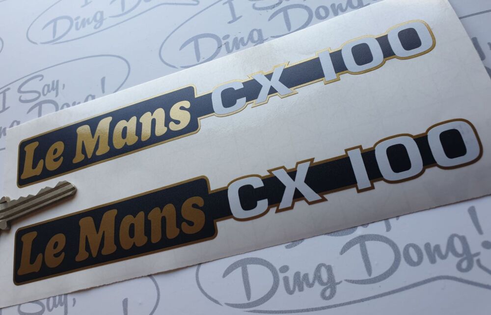Moto Guzzi Le Mans CX 100 One Piece Script Cut to Shape Metallic Sidepanel Stickers. 7" Pair.