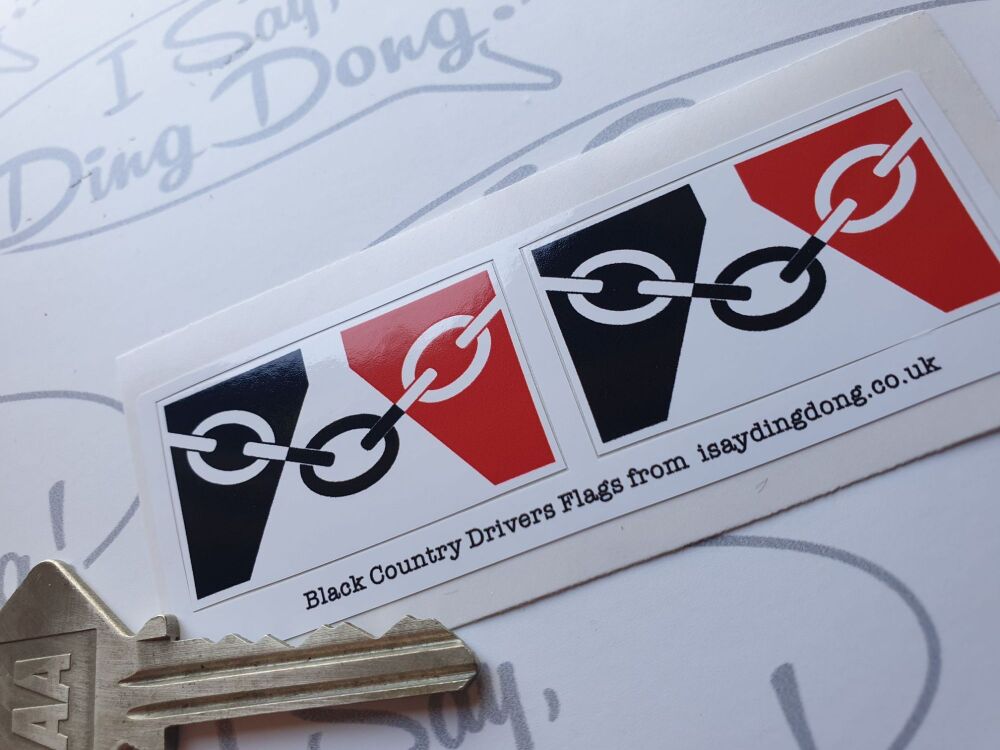 Black Country Flag Oblong Drivers Name Stickers pair. 2".