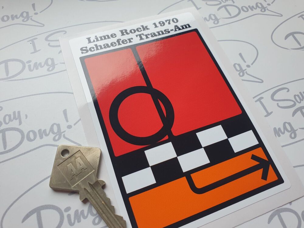 LIME ROCK 1970 Schaefer   Trans Am style  Sticker. 5".