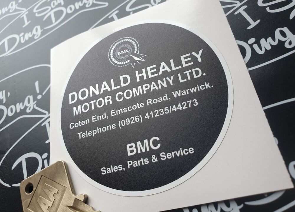 BMC Donald Healer Motor Company Dealer Tax Disc Holder Sticker - 3"