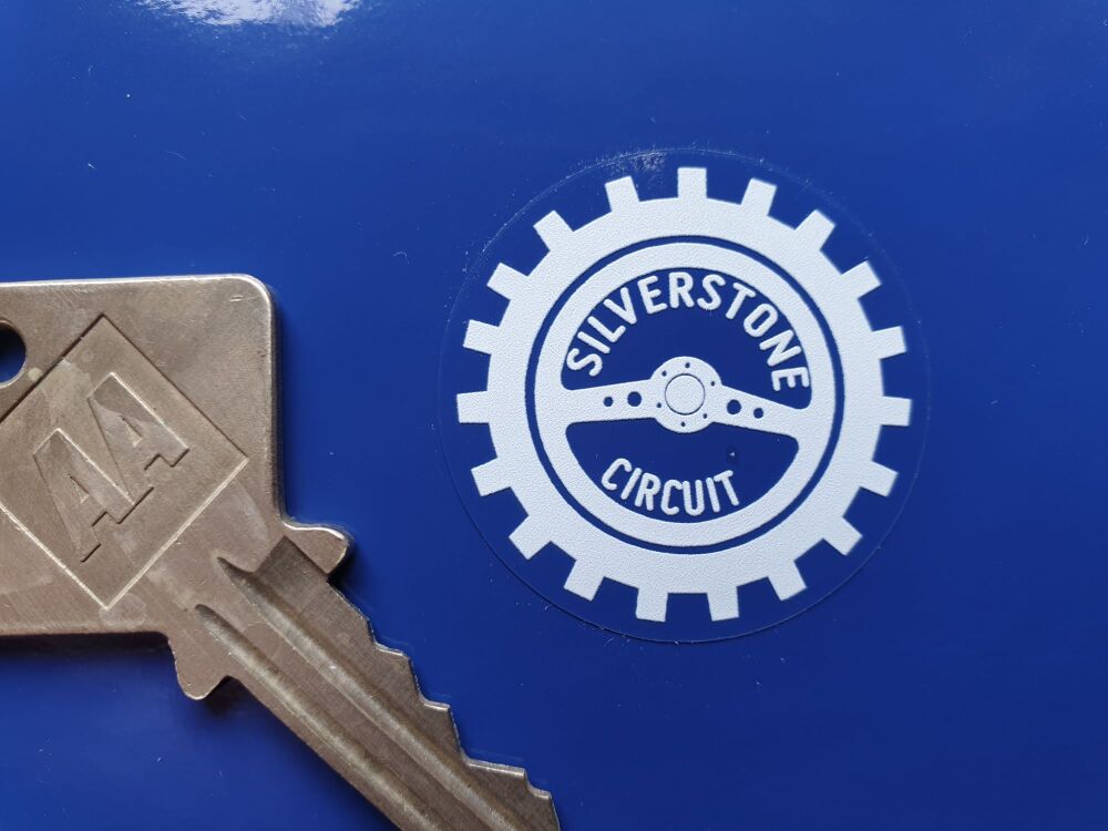 Silverstone Circuit Car sticker White or Black on Clear vinyl, Face stick or regular sticky back.