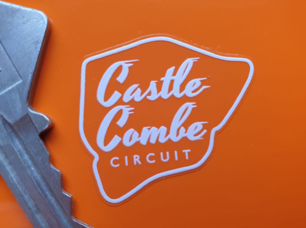 CASTLE COMBE Circuit Car sticker White or Black on Clear vinyl, Face stick or regular sticky back.