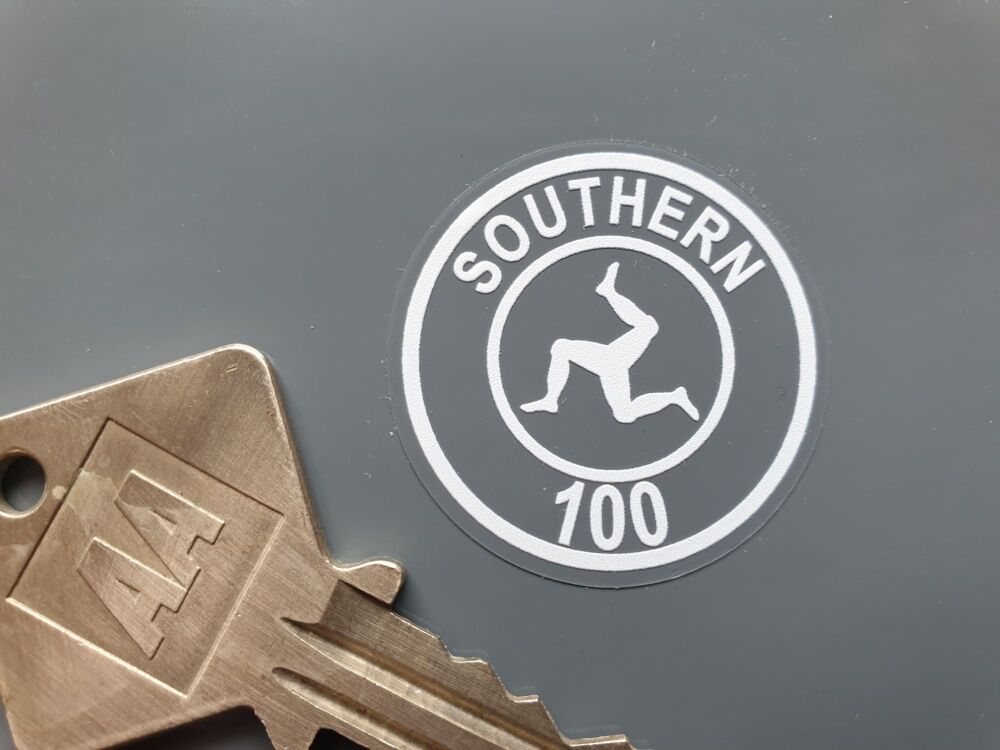 SOUTHERN 100 Castletown Isle of Man  Circuit Car sticker White or Black on Clear vinyl, Face stick or regular sticky back.