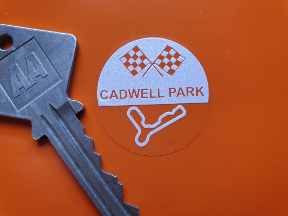 CADWELL PARK Circuit Car sticker White or Black on Clear vinyl, Face stick or regular sticky back.