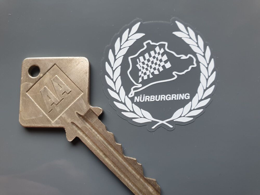 NURBURGRING Circuit Car sticker White or Black on Clear vinyl, Face stick or regular sticky back.