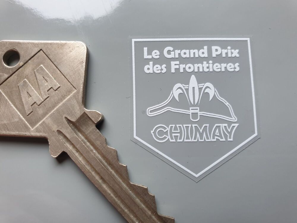 CHIMAY LE GRAND PRIX DES FRONTIERES Circuit Car sticker White or Black on Clear vinyl, Face stick or regular sticky back.