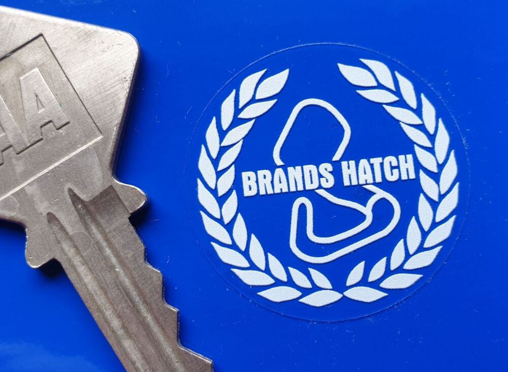BRANDS HATCH Circuit Car sticker White or Black on Clear vinyl, Face stick or regular sticky back.
