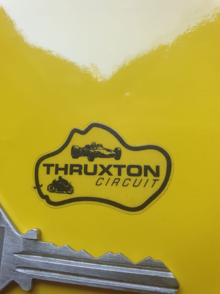 THRUXTON Circuit Car sticker White or Black on Clear vinyl, Face stick or regular sticky back.
