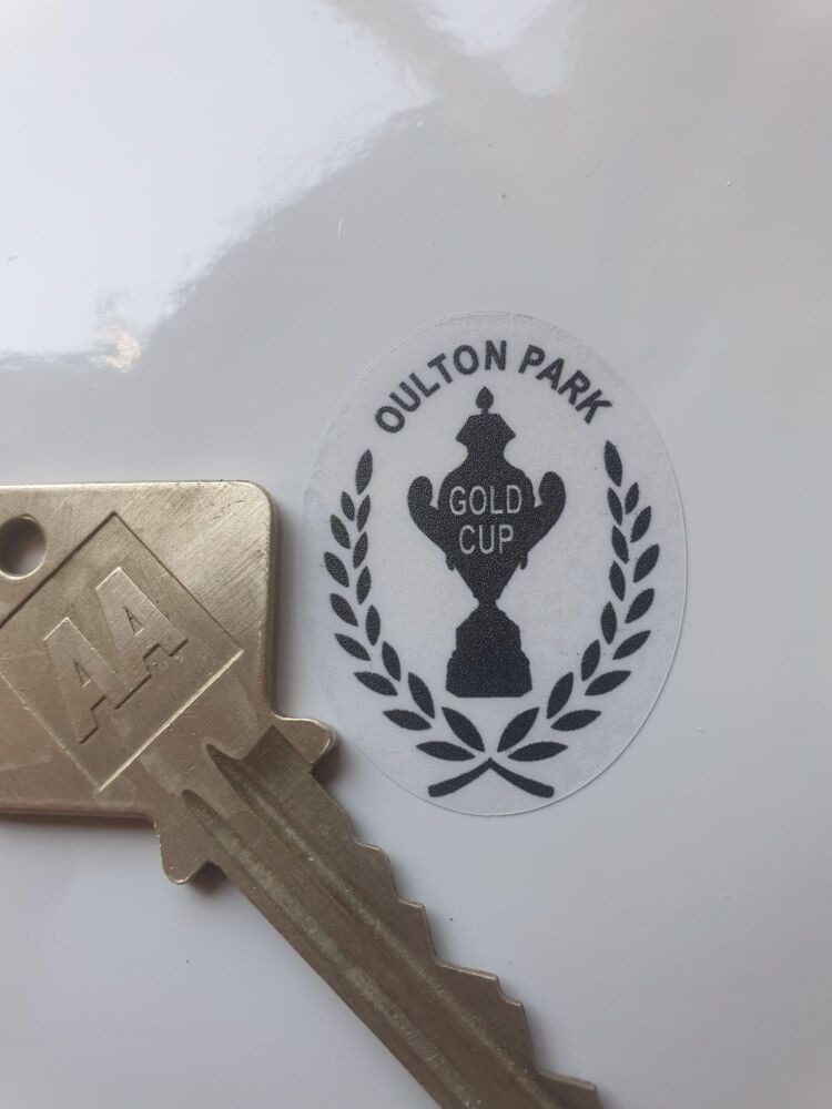 OULTON PARK Circuit Car sticker White or Black on Clear vinyl, Face stick or regular sticky back.