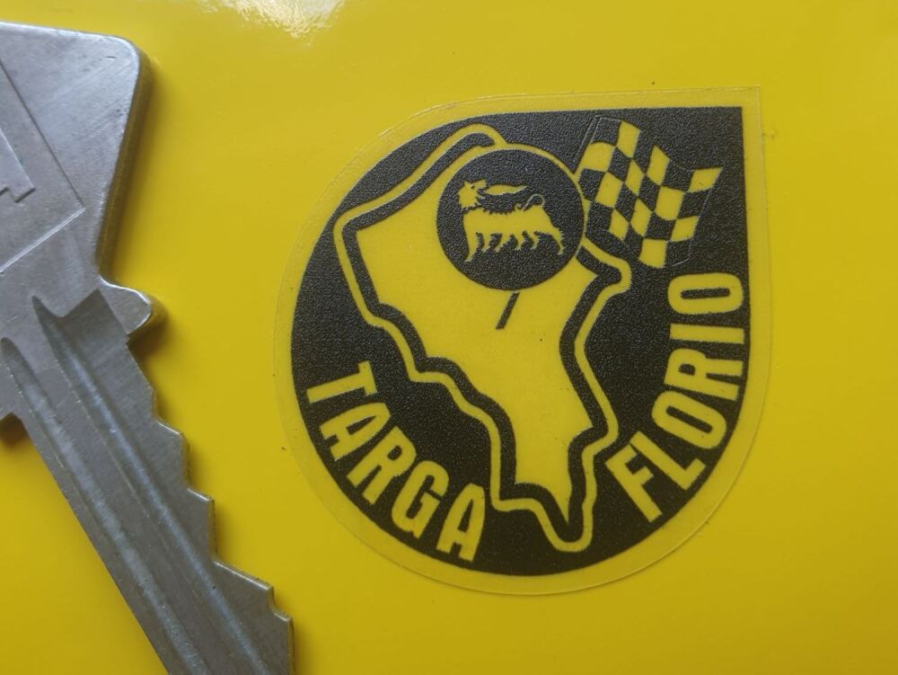 TARGA FLORIO Circuit Car sticker White or Black on Clear vinyl, Face stick or regular sticky back.
