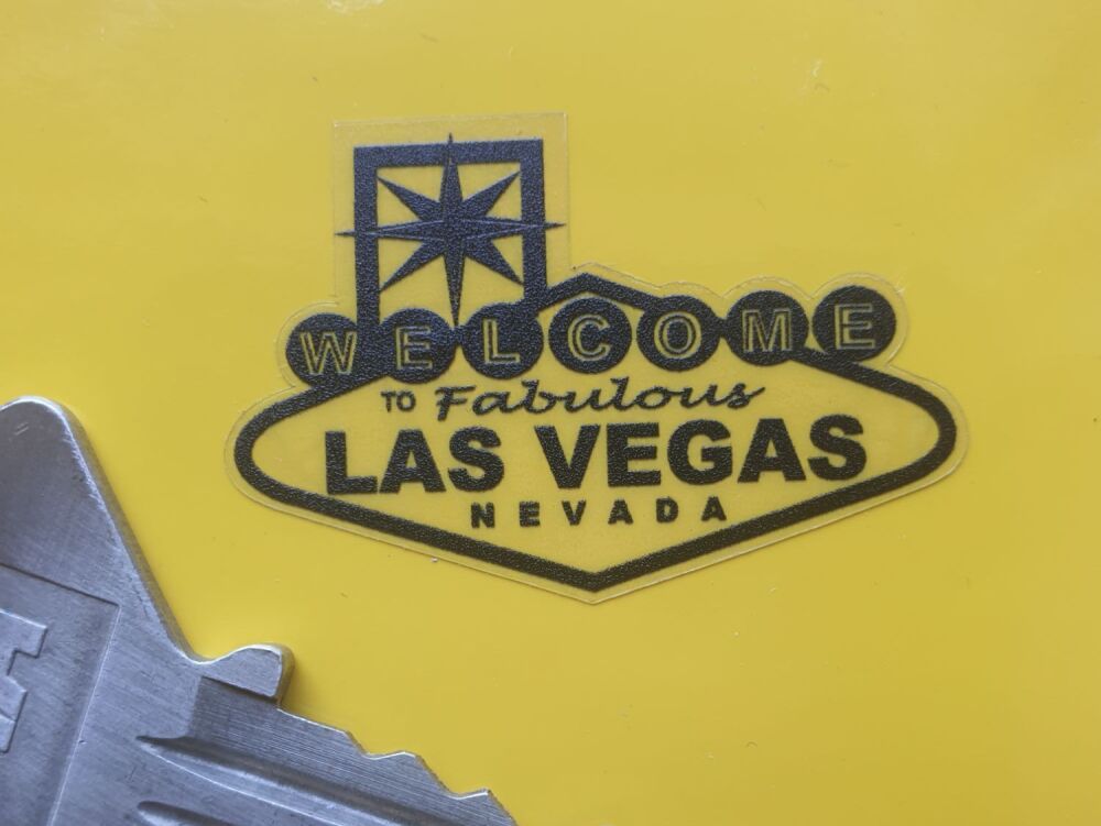 LAS VEGAS Car sticker White or Black on Clear vinyl, Face stick or regular sticky back.
