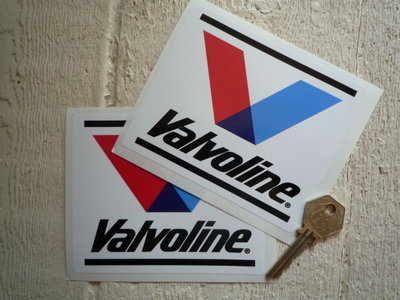 Valvoline Oil Modern V & Streaks Stickers. 4.75" Pair.