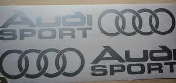 Audi Sport Cut to Shape Stickers with Hoops. Various Colours. 6", 8", or 10" Pair.