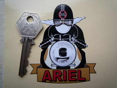 Ariel. Cafe Racer. Pudding Basin Helmet. Sticker. 3".