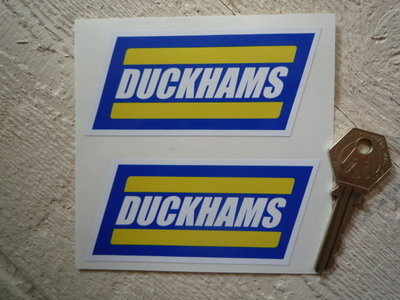 Duckhams 90's Style Slanted Oblong Stickers. 4" or 6" Pair.