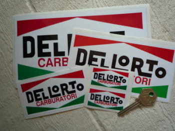Dellorto Carburatori Oblong Stickers. 2", 4", 5", 6" or 8" Pair.