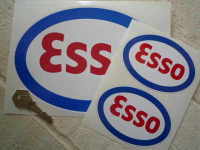 Esso, Red, White & Blue Oval Stickers - 3", 4", 6" or 8" Pairs