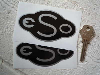 ESO Black & Silver Shaped Stickers. 4" Pair.