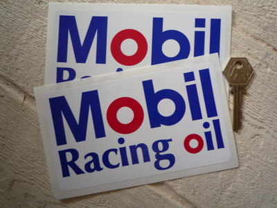 Mobil Racing Oil Oblong Stickers. 6" Pair.