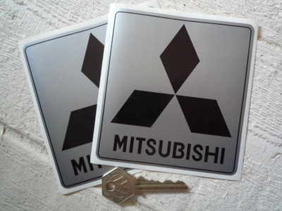 Mitsubishi Black & Silver Stickers. 4" Pair.