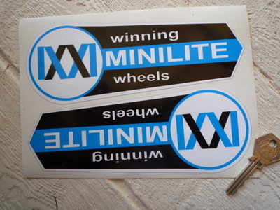 Minilite Winning Wheels Shaped Stickers. 7.5" or 12" Pair.
