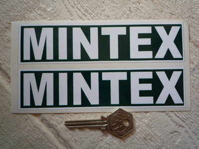 Mintex Green & White Oblong Stickers. 6" Pair.