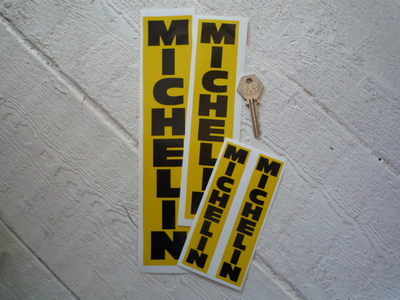 Michelin Vertical Yellow & Black Stickers. 5", 6", 7", 8" or 10" Pair.