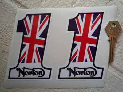 Norton '1' Stickers. 4" Pair.