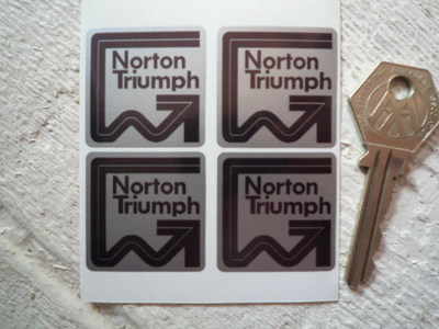 Norton Triumph Black & Silver Stickers. Set of 4. 1.25