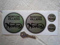 Norton Villiers Set of 4 Round Stickers. 2 x 85mm 2 x 30mm.