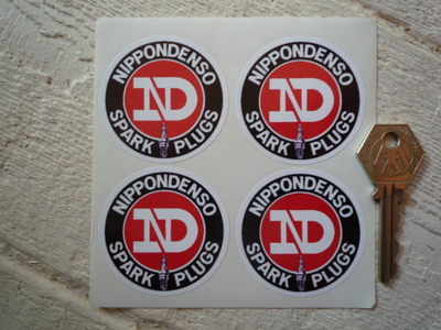 Nippondenso Spark Plugs Round Stickers. Set of 4. 50mm.