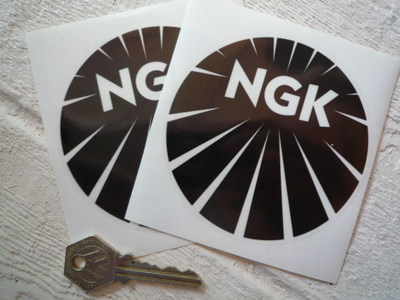 NGK Black & Clear Round Stickers. 4" Pair.