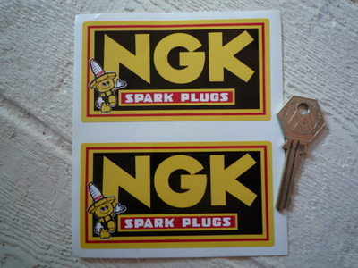 NGK Spark Plugs Little Man Oblong Stickers. Red Coachline Style. Various Sizes.