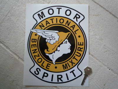 National Benzole Mixture Motor Spirit Shaped Sticker. 7.5" or 10".