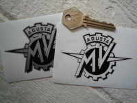 MV Agusta Black & Silver/Clear Stickers. 3.5" Pair.