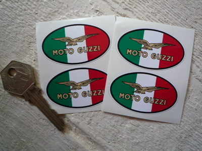Moto Guzzi Eagle Tricolore Oval Stickers. Set of 4. 2