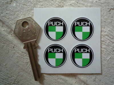 Puch Logo Round Stickers. Set of 4. 1".