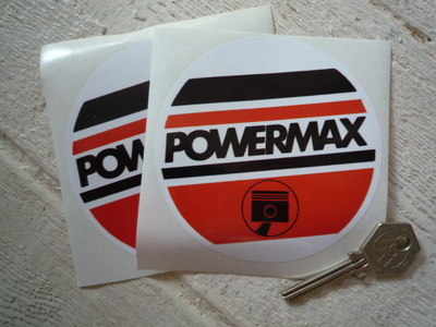Powermax Piston Rings Round Stickers. 4" Pair.