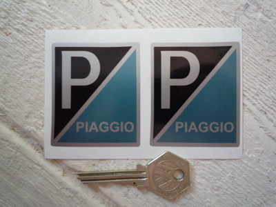Piaggio 'P' Rectangle Stickers. 2.5" Pair.