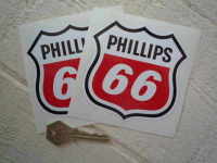 Phillips 66 Shield Shaped Stickers. 4" or 6" Pair.