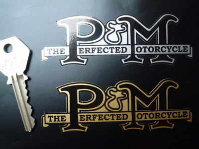 Phelon & Moore 'The Perfected Motorcycle' Stickers. 4" or 6" Pair.