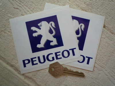 Peugeot Logo Square Stickers. 4" Pair.